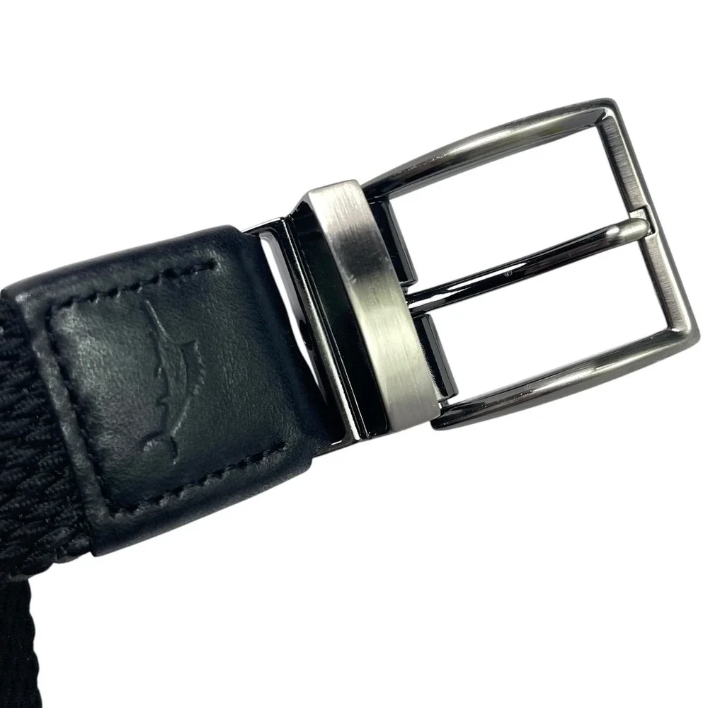 Tommy Bahama Men's Belt Two-Tone‎ Stretch Webbed Woven Belt Grey/Black L/XL EUC